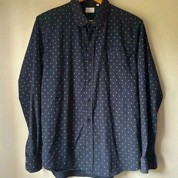 7 Diamonds Shirt Men's Size L Navy Blue Button Up Long Sleeve - Picture 1 of 7